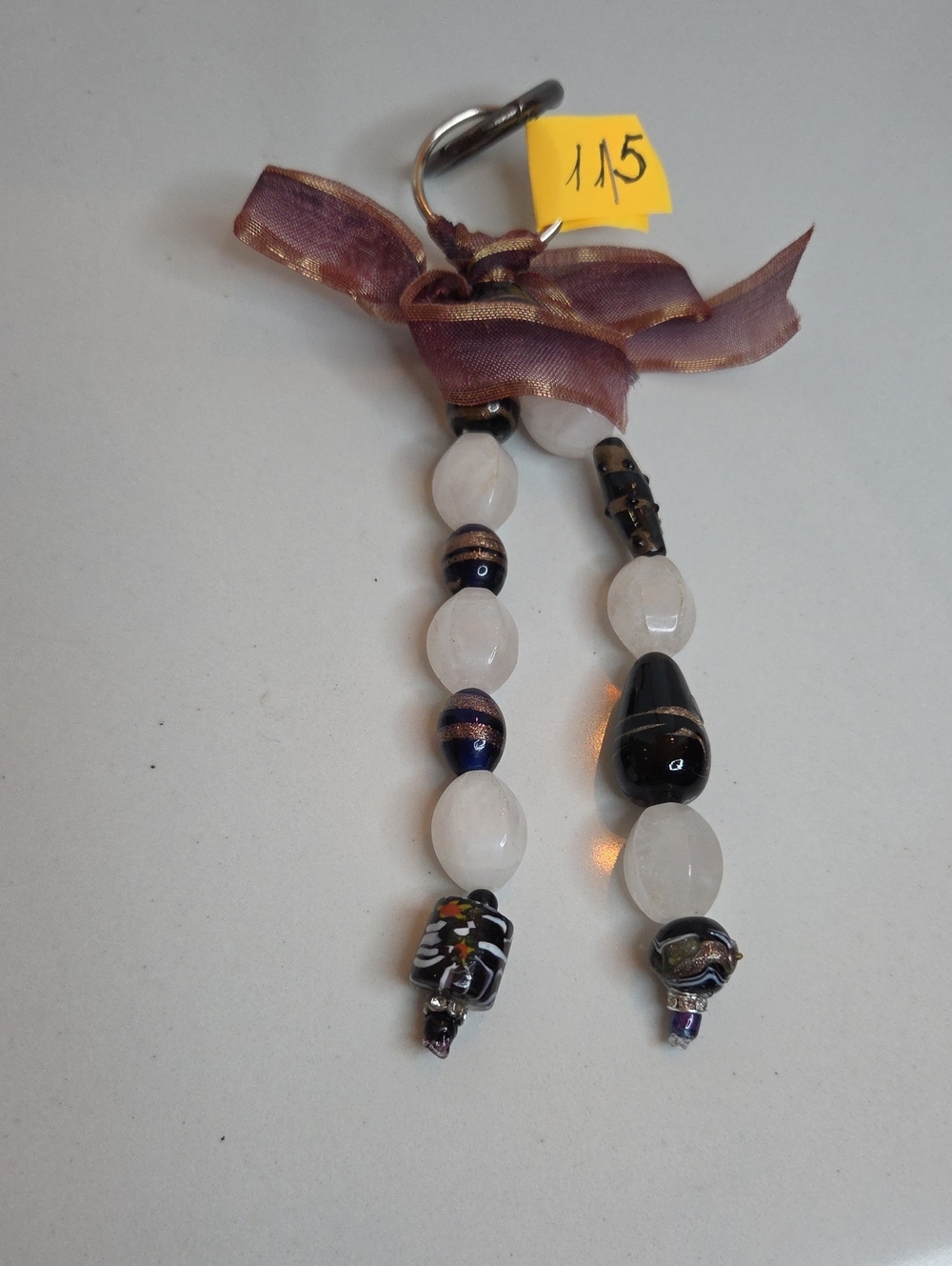 115 - Stone Handmade Beaded Bag Charm
